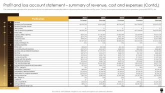Profit And Loss Account Statement Summary Of Business Plan For A Pub Start Up BP SS Analytical Adaptable