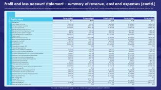 Profit And Loss Account Statement Summary Of Revenue Bank Business Plan BP SS Analytical Adaptable