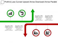 Profit and loss curved upward arrow downward arrow parallel