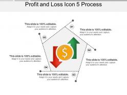 Profit and loss icon 5 process ppt samples download