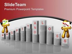 Profit And Loss On Stack Of Coins Growth PowerPoint Templates PPT Themes And Graphics 0213