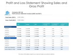 Profit And Loss Statement Showing Sales And Gross Profit