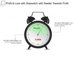 Profit and loss with stopwatch with needle towards profit