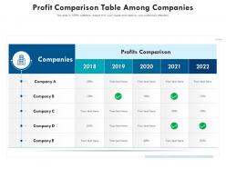 Profit comparison table among companies