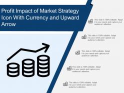 Profit impact of market strategy icon with currency and upward arrow