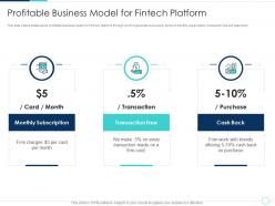 Profitable business model for fintech solutions company investor funding elevator ppt show