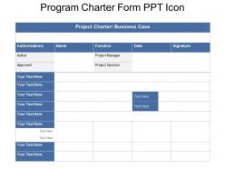 Program charter form ppt icon