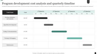 Program Development Cost Analysis And Quarterly Timeline