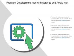 Program development icon with settings and arrow icon