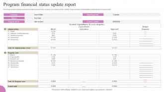 Program Financial Status Update Report