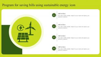 Program For Saving Bills Using Sustainable Energy Icon