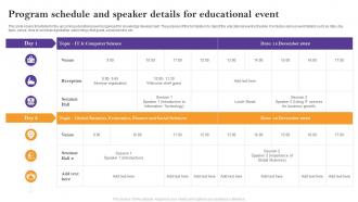 Program Schedule And Speaker Details For Educational Event