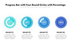 Progress bar with four round circles with percentage