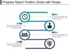 Progress report timeline circles with people and clock image