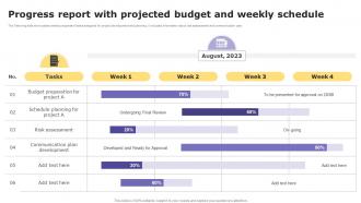 Progress Report With Projected Budget And Weekly Schedule