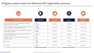 Progress Status Sheet For Effective Ipo Registration Process
