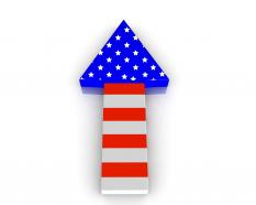 Progressive arrow with american flag design stock photo