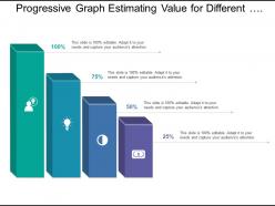 Progressive graph estimating value for different categories with icon