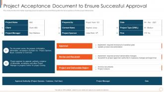 Project Acceptance Document To Ensure Successful Approval Managing Project Effectively Playbook
