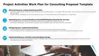 Project activities work plan for consulting proposal template ppt sample
