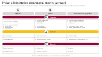 Project Administration Departmental Metrics Scorecard
