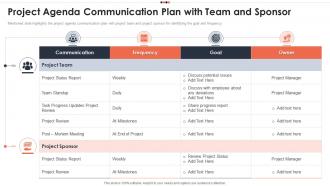 Project Agenda Communication Plan With Team And Sponsor