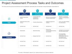 Project assessment process tasks and outcomes analyzing performing stakeholder assessment