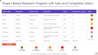 Project Based Research Program With Task And Completion Status