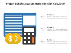 Project benefit measurement icon with calculator