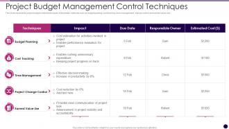 Project Budget Management Control Techniques