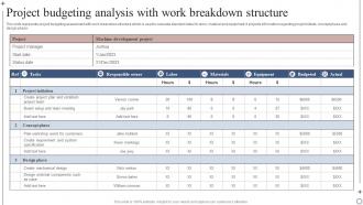 Project Budgeting Analysis With Work Breakdown Structure