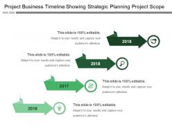 Project business timeline showing strategic planning project scope