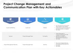 Project change management and communication plan with key actionables