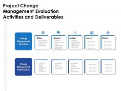 Project change management evaluation activities and deliverables