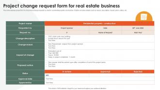 Project Change Request Form For Real Estate Business
