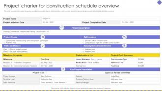 Project Charter For Construction Schedule Overview Embracing Construction Playbook