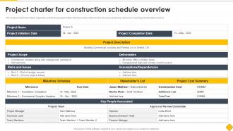 Project Charter For Construction Schedule Overview Modern Methods Of Construction Playbook