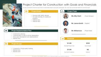 Project Charter For Construction With Goals And Financials