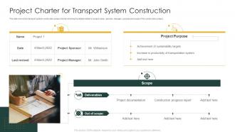 Project Charter For Transport System Construction