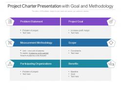 Project charter presentation with goal and methodology