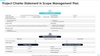 Project Charter Statement In Scope Management Plan