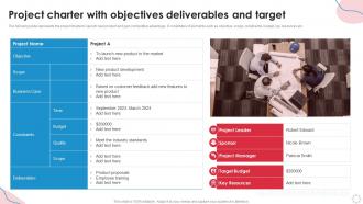 Project Charter With Objectives Deliverables And Target