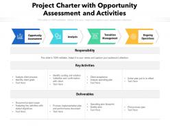 Project charter with opportunity assessment and activities