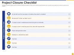 Project Closure Checklist Escalation Project Management Ppt Summary
