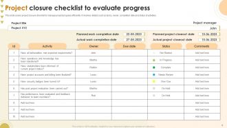 Project Closure Checklist Powerpoint Ppt Template Bundles