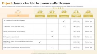 Project Closure Checklist To Measure Effectiveness