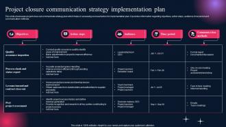 Project Closure Communication Strategy Implementation Plan