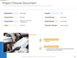 Project closure document pmp documentation requirements it ppt introduction