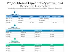 Project Closure Report With Approvals And Distribution Information