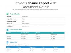 Project closure report with document details